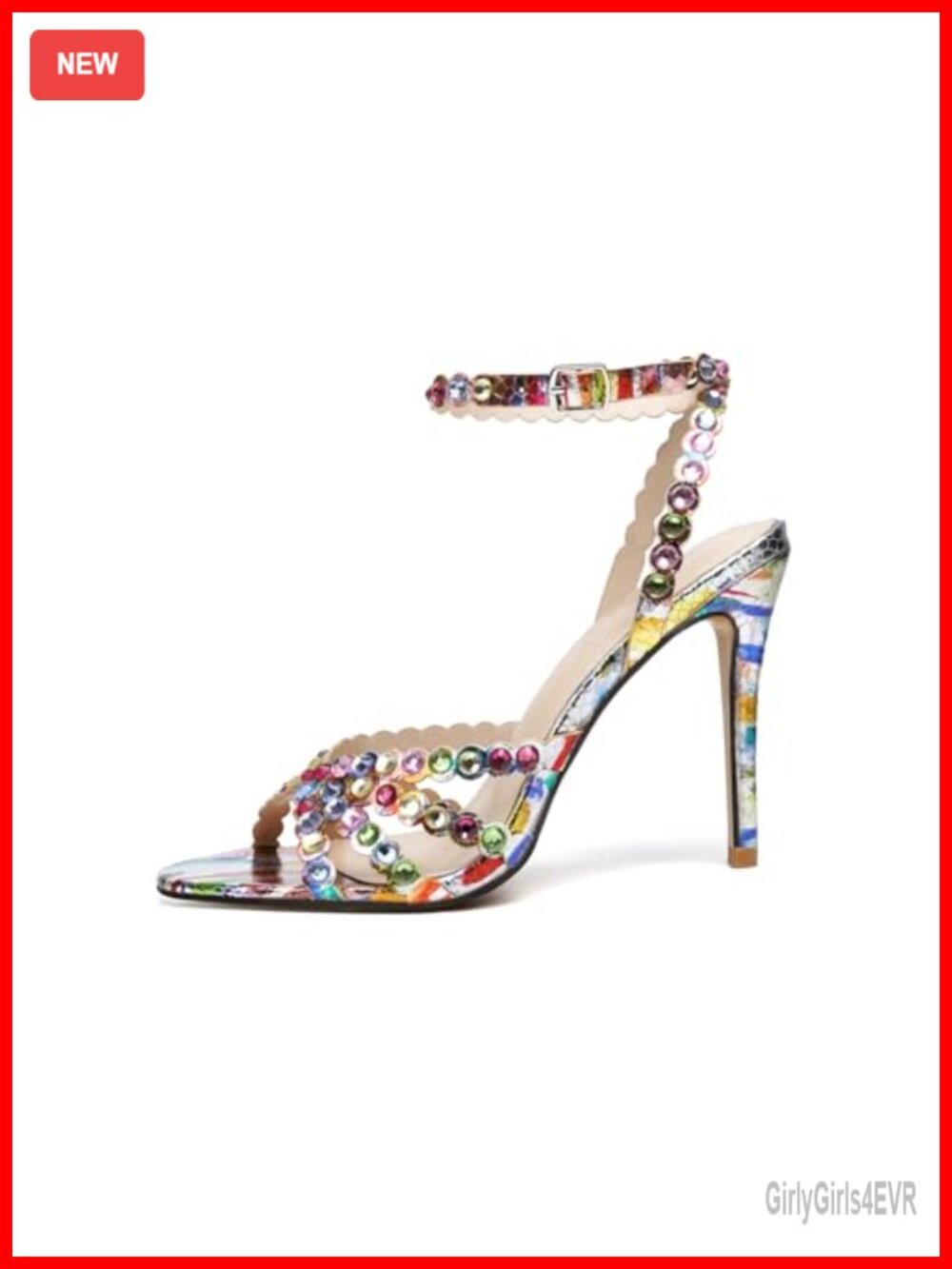 Rhinestone Stiletto Heeled Sandals Open Toe Dressy Evening Shoes